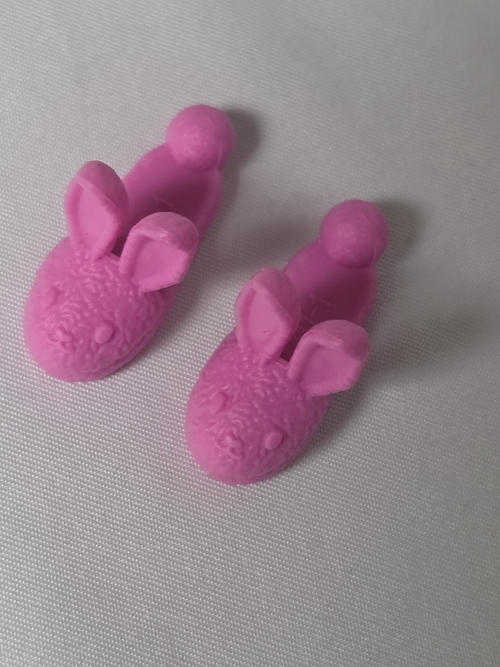 Mattel Barbie Doll Shoes Bright Pink Bunny Slippers Slumber Party One‎ Pair